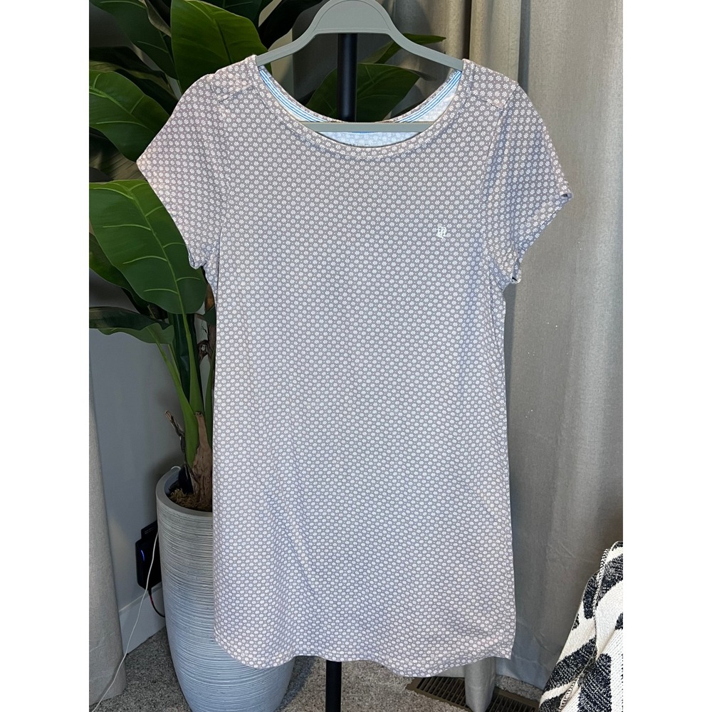 Tommy Hilfiger Grey White Floral Daisy Short Sleeve Nightgown